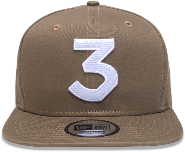 Number3 Cap_ Brown Baseball Hat With White Number PNG image