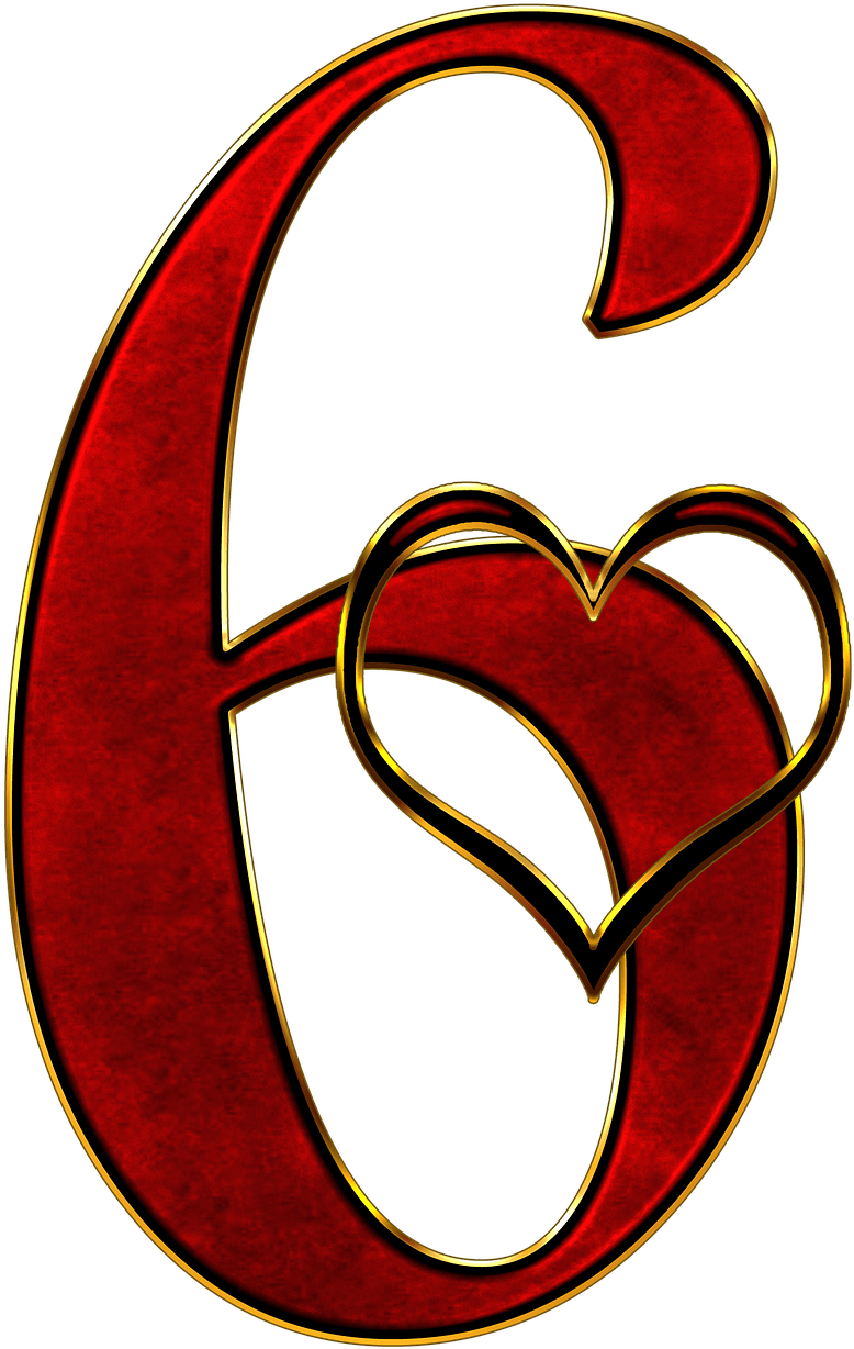 Number6 Love Heart Design PNG image