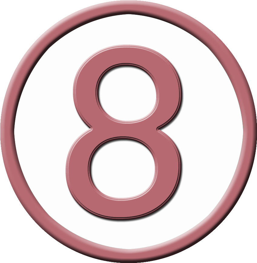 Number8 Icon Pinkand White PNG image