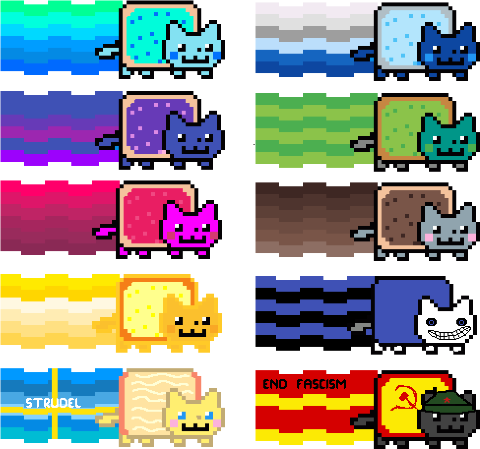 Nyan_ Cat_ Variations_ Pixel_ Art PNG image