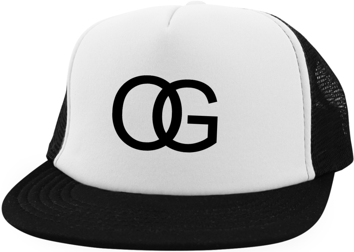 O G Logo Blackand White Trucker Hat PNG image