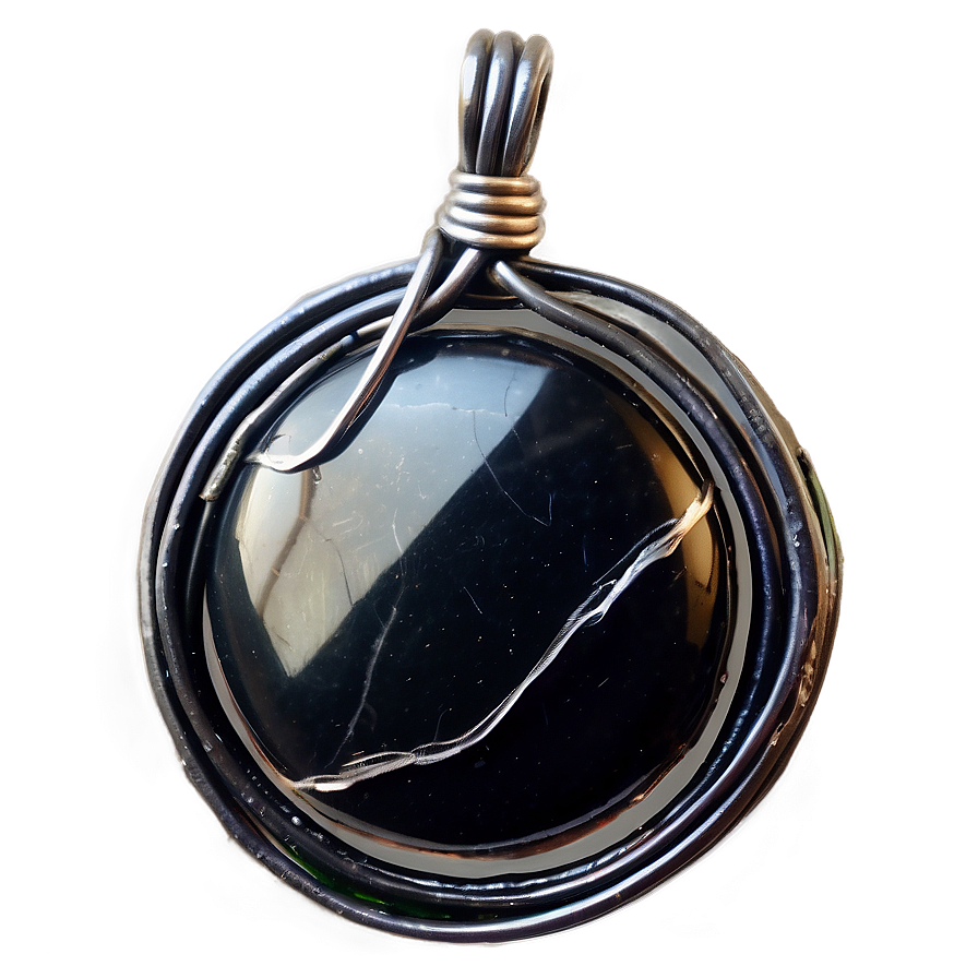 Obsidian Wire Wrapped Pendant Png 06272024 PNG image