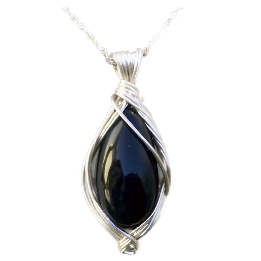 Obsidian Wire Wrapped Pendant Png Vuh10 PNG image