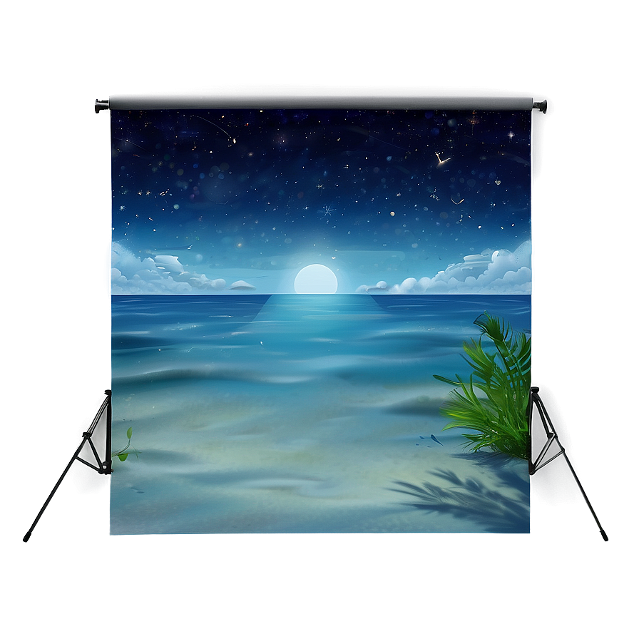 Ocean Under Starry Sky Png 05212024 PNG image