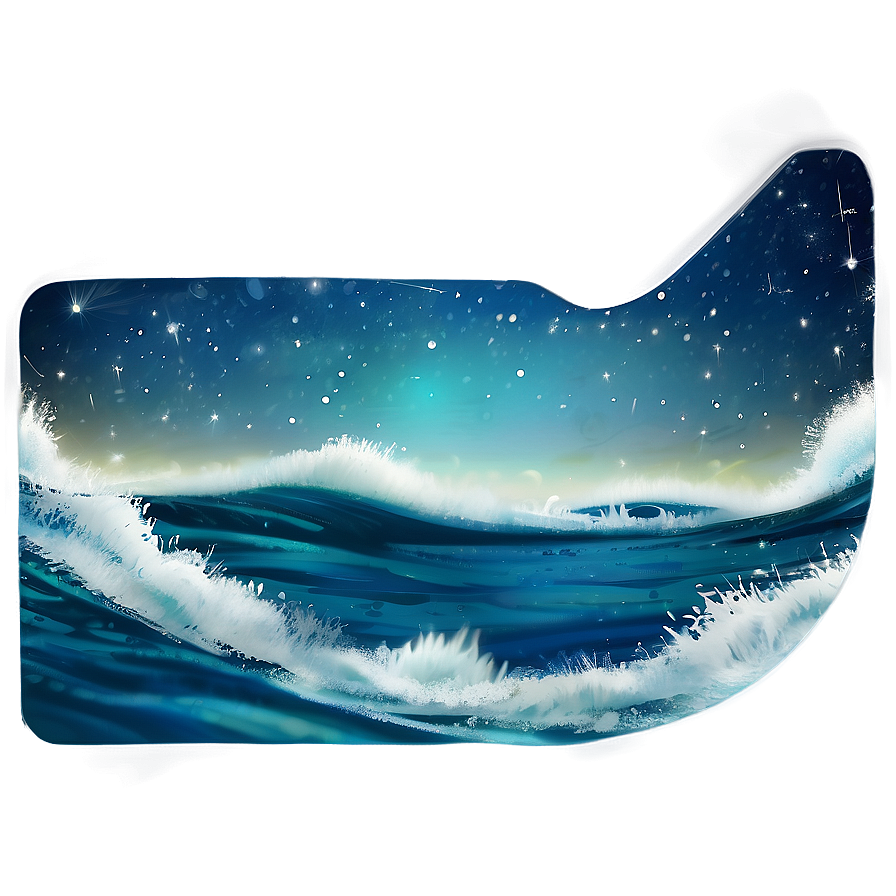 Ocean Under Starry Sky Png 3 PNG image