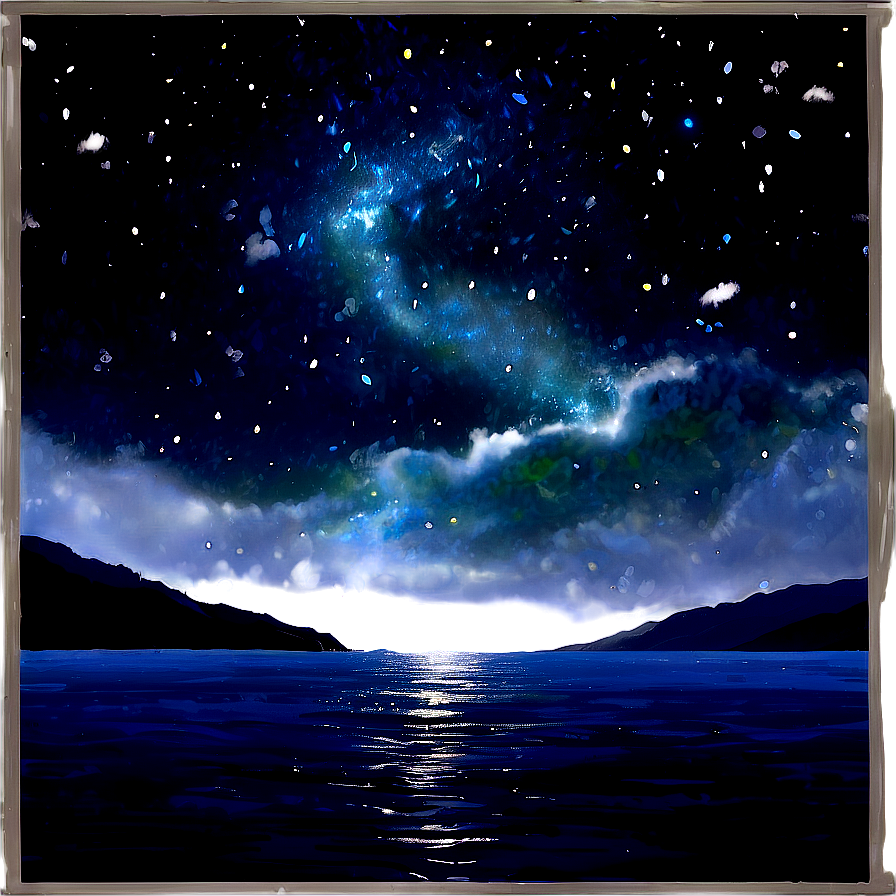Ocean Under Starry Sky Png 6 PNG image