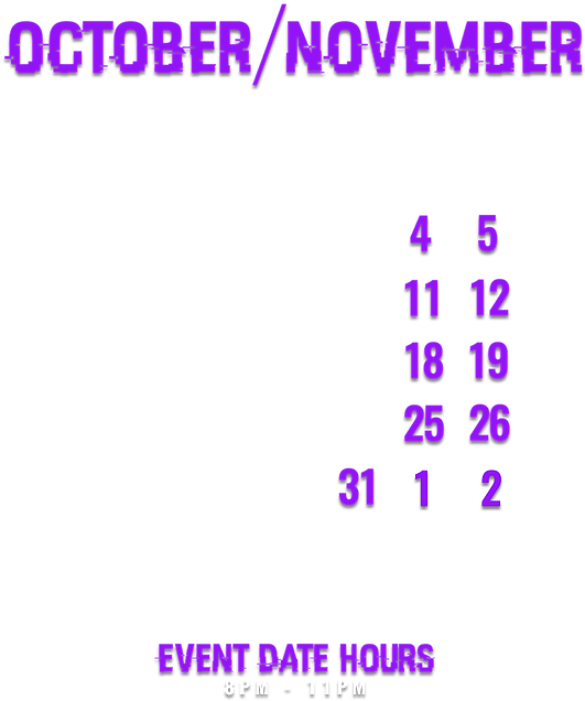 October November Event Calendar PNG image