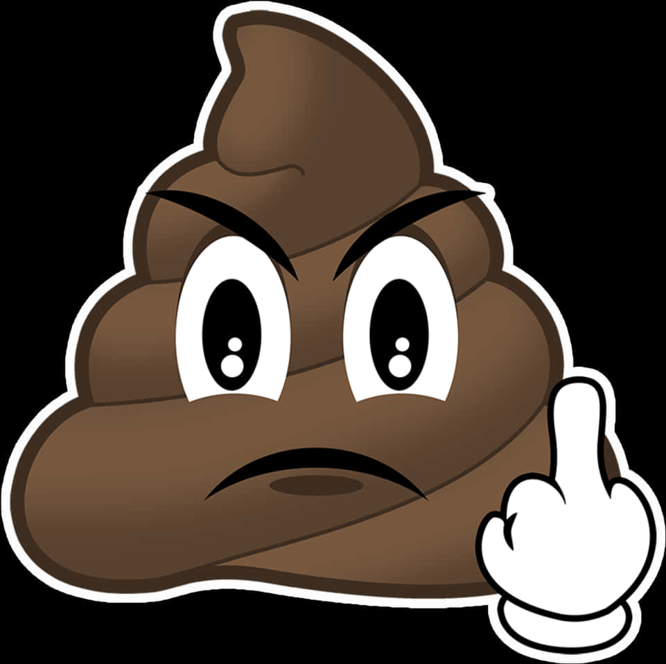 Offensive Emoji_ Poop Character_ Flipping Off PNG image