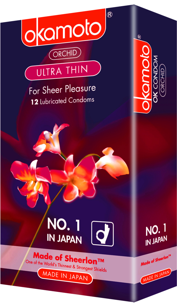 Okamoto Ultra Thin Condoms Packaging PNG image