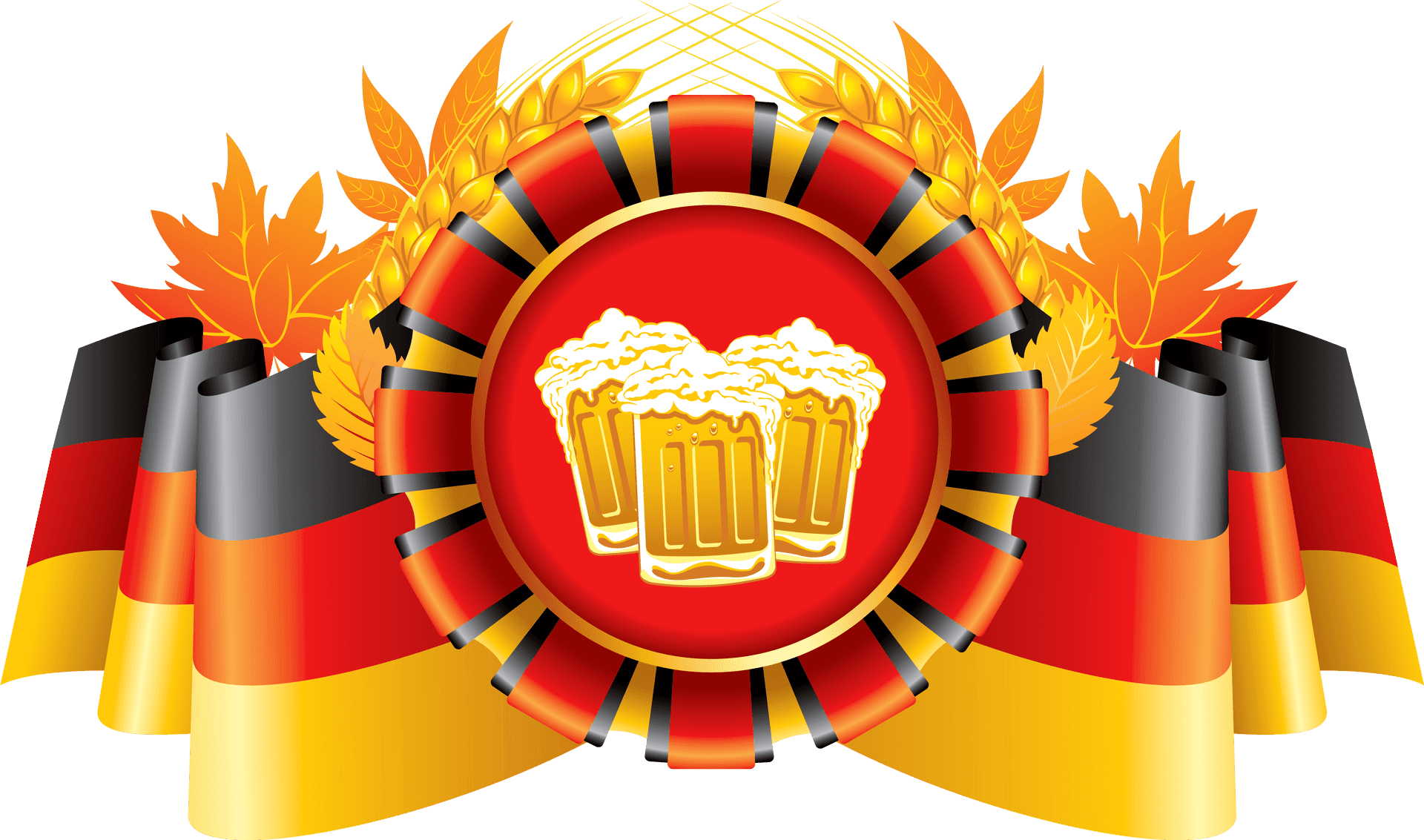 Oktoberfest Beerand German Flags Graphic PNG image