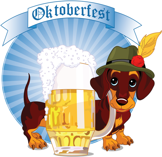 Oktoberfest Celebration Dachshundand Beer PNG image