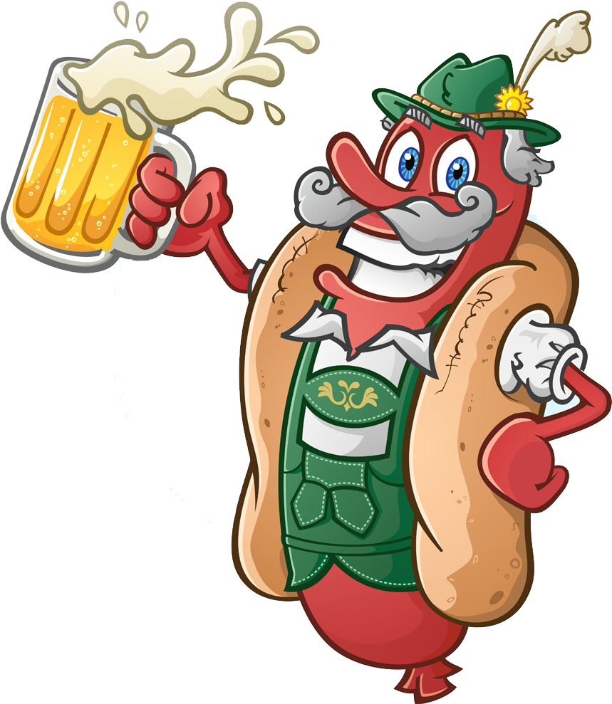 Oktoberfest Celebratory Hotdog Character PNG image