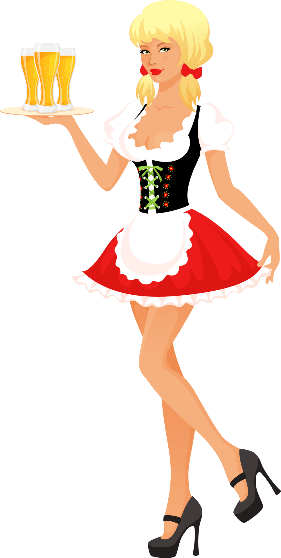 Oktoberfest Waitress Cartoon Vector PNG image