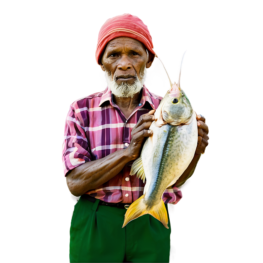 Old Fisherman With Catch Png Pax PNG image