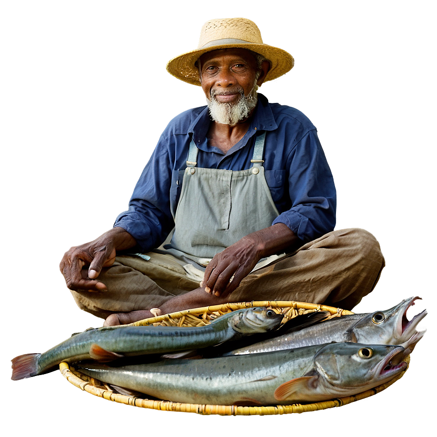 Old Fisherman With Catch Png Qaf4 PNG image