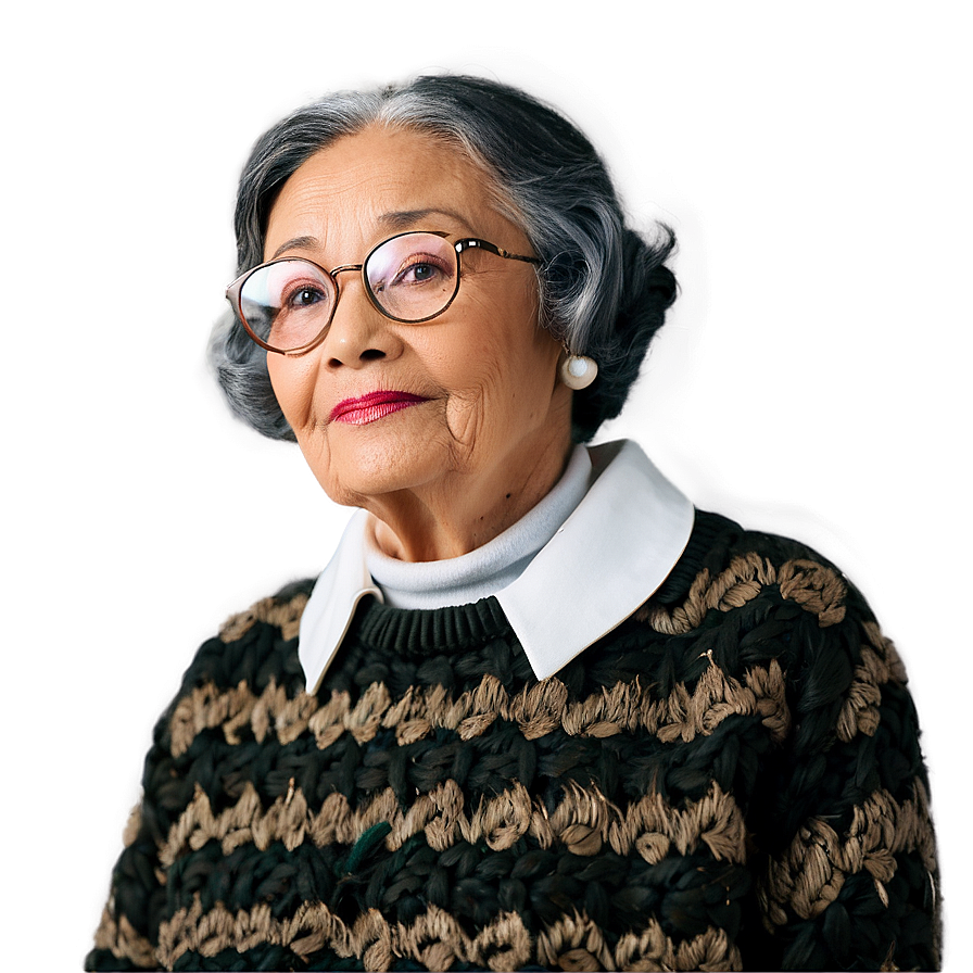 Old Lady In Sweater Png 06202024 PNG image