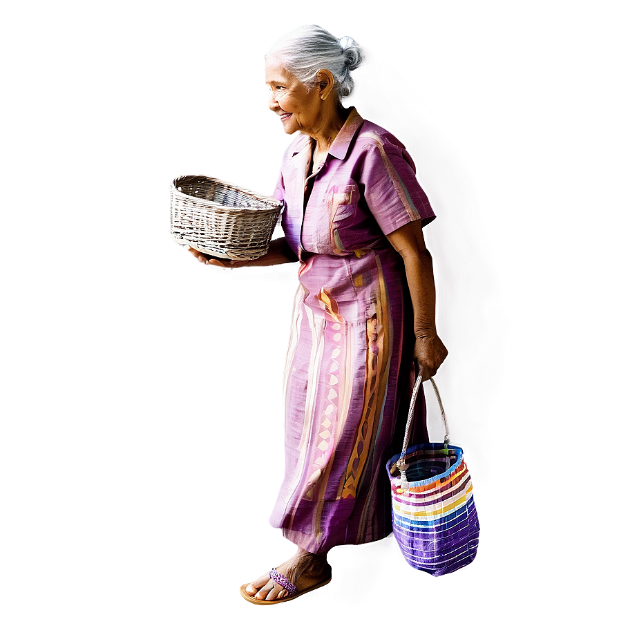 Old Lady With Basket Png 06202024 PNG image