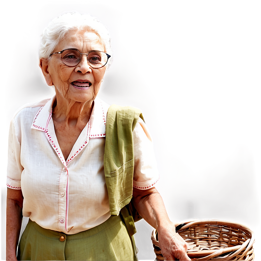 Old Lady With Basket Png 45 PNG image