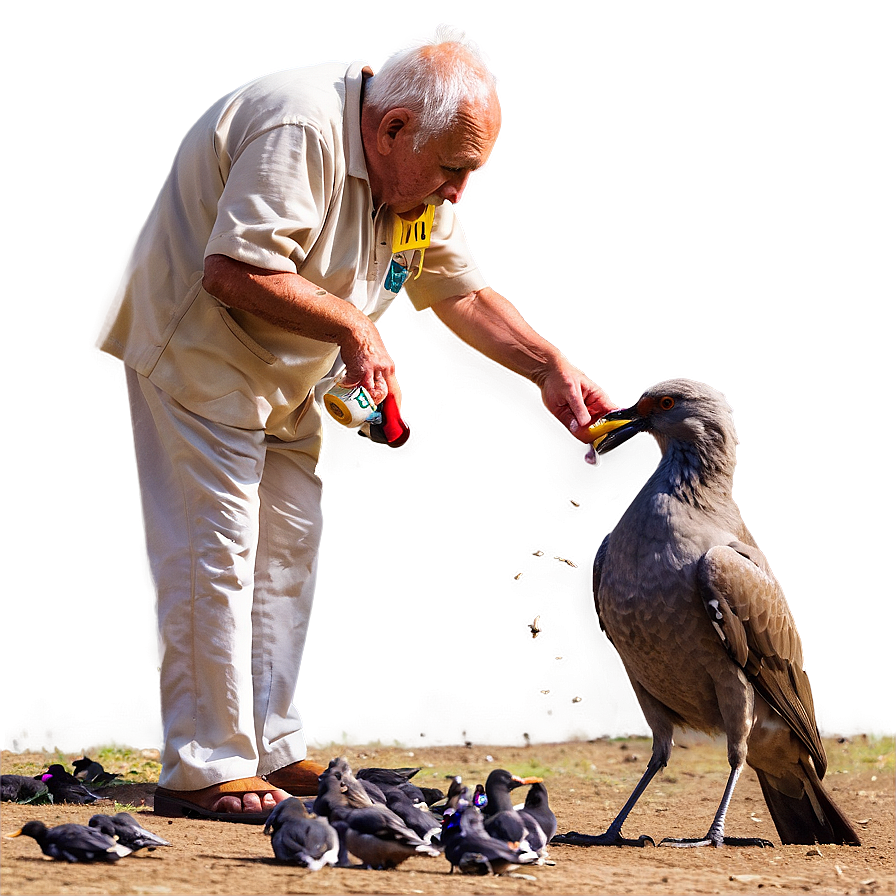 Old Man Feeding Birds Png 95 PNG image