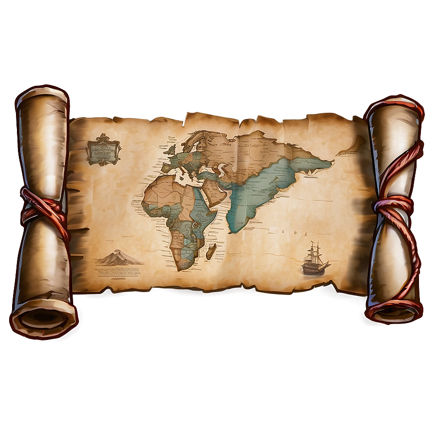 Old Map Scroll Paper Png Put PNG image