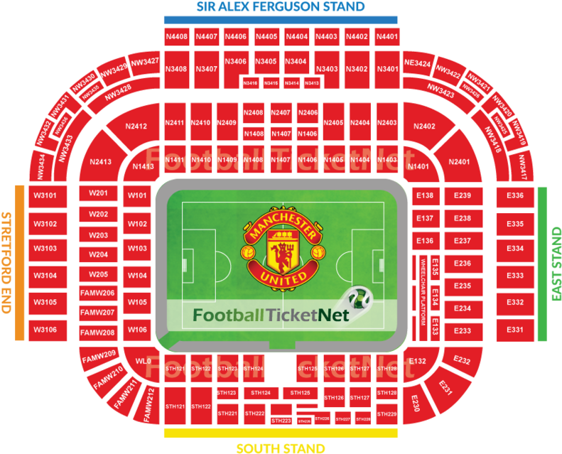 Old Trafford Stadium Seating Plan PNG image