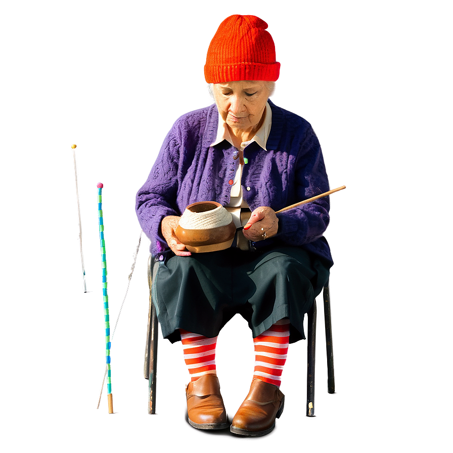 Old Woman Knitting Png 94 PNG image