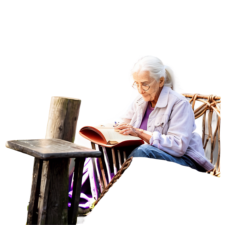 Old Woman Reading Book Png 79 PNG image