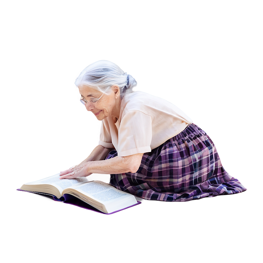 Old Woman Reading Book Png Ijv PNG image