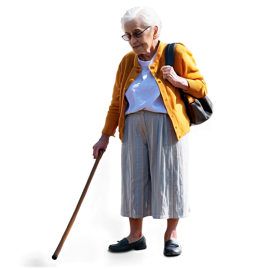 Old Woman With Cane Graphic Png 38 PNG image