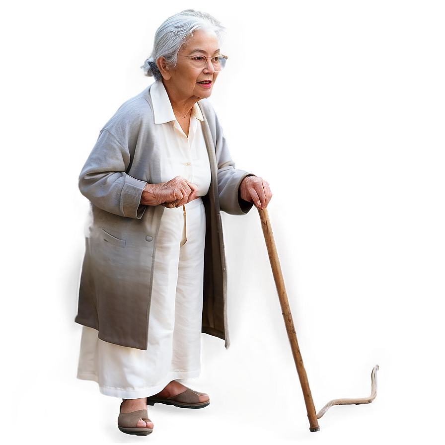 Old Woman With Cane Graphic Png 62 PNG image