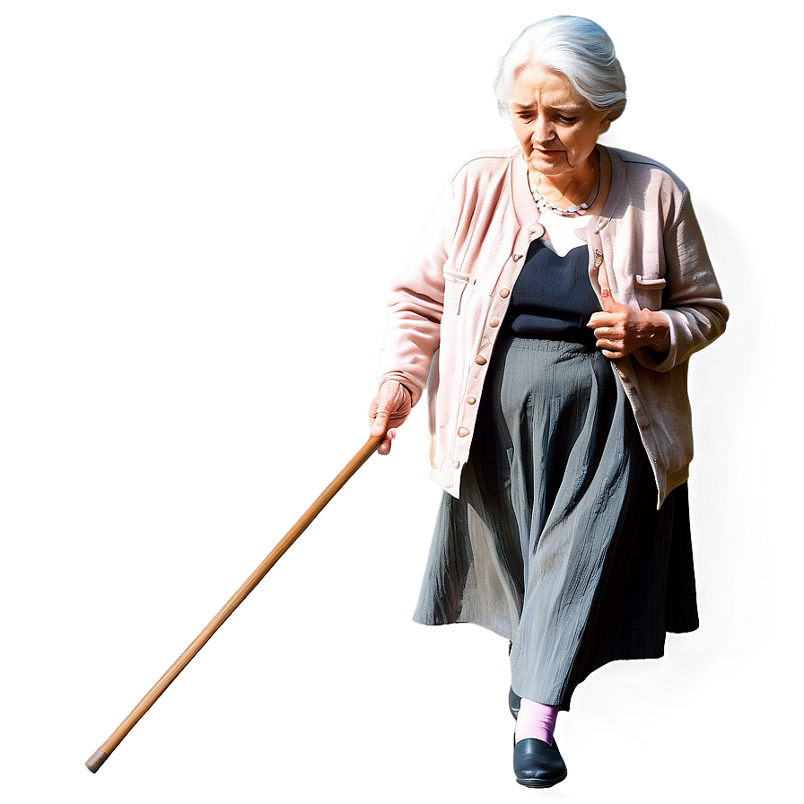 Old Woman With Cane Graphic Png Dqh83 PNG image