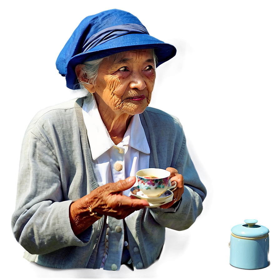 Old Woman With Tea Png Ifx PNG image