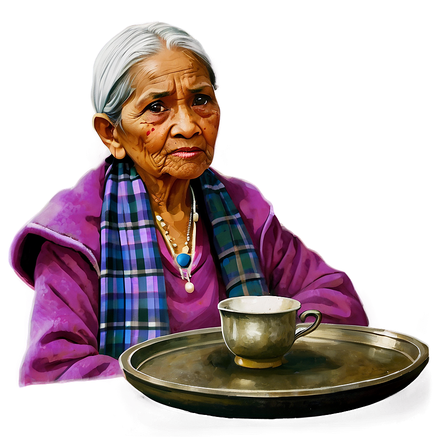 Old Woman With Tea Png Mrf PNG image