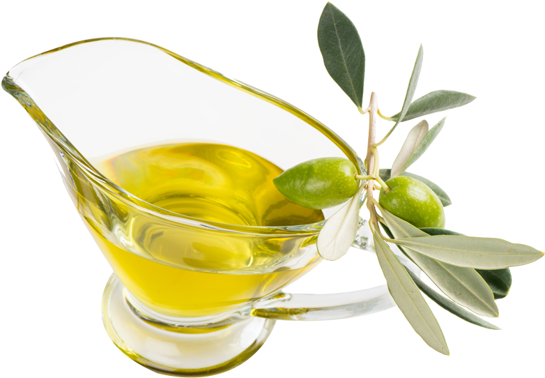 Olive Oilin Glass Gravy Boatwith Olive Branch PNG image