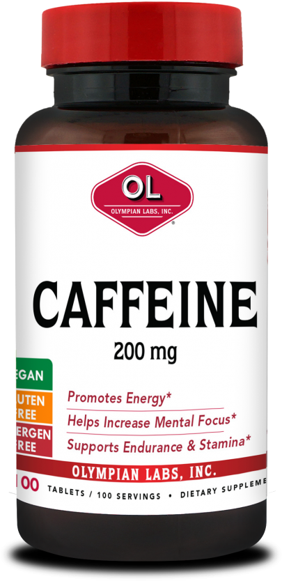 Olympian Labs Caffeine200mg Supplement Bottle PNG image