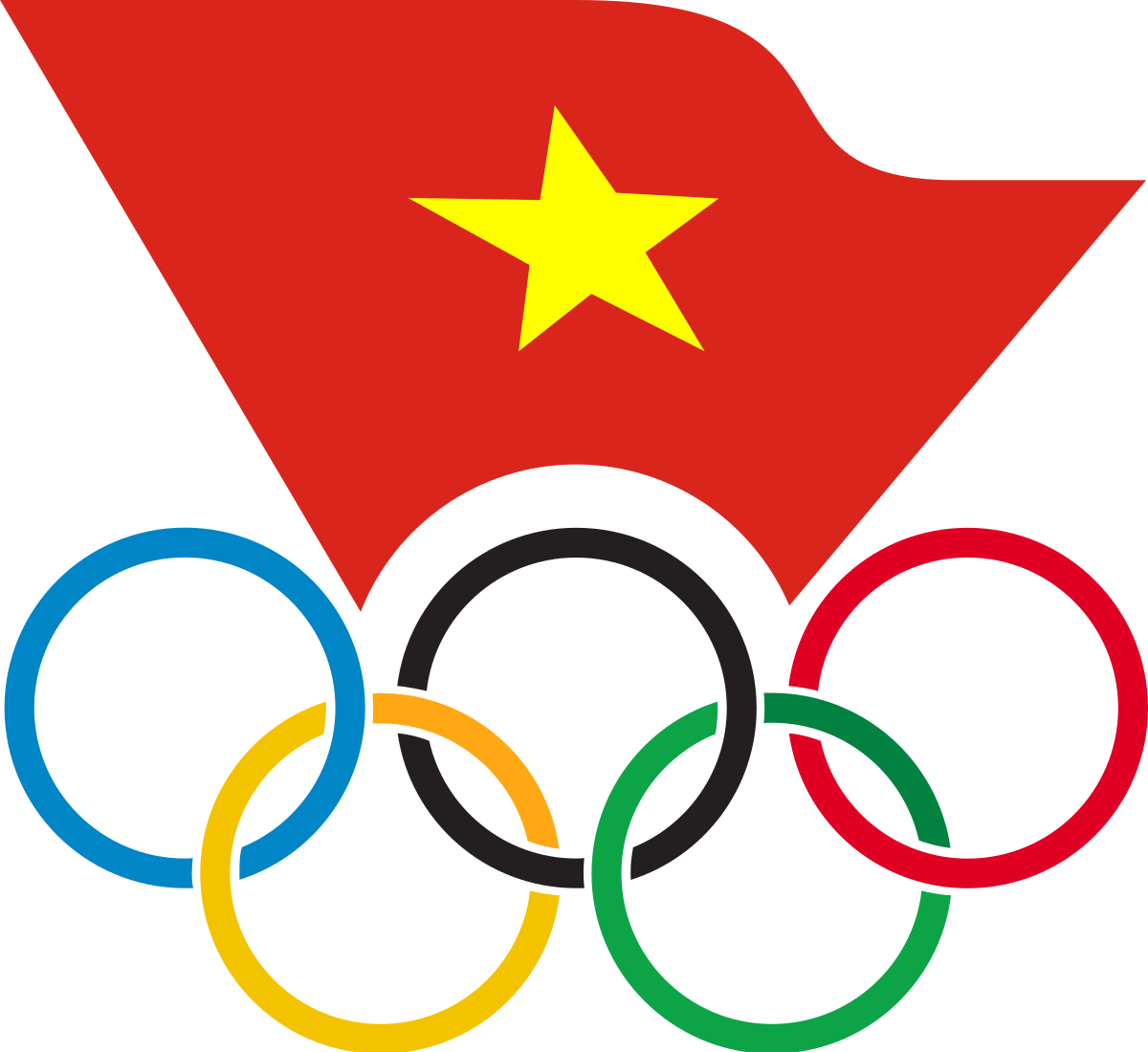 Olympic Ringswith Red Flag Star PNG image