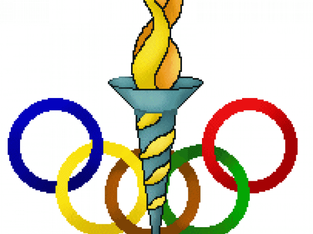 Olympic Torchand Rings Pixel Art PNG image