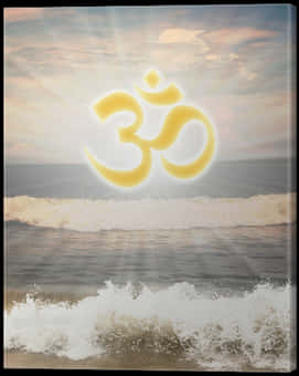 Om Symbol Over Beachat Sunset PNG image