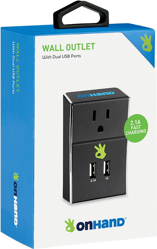 On Hand Wall Outletwith Dual U S B Ports Packaging PNG image