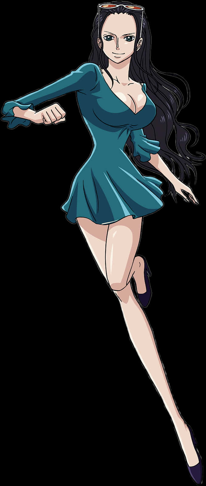 One_ Piece_ Animated_ Character_in_ Blue_ Dress PNG image