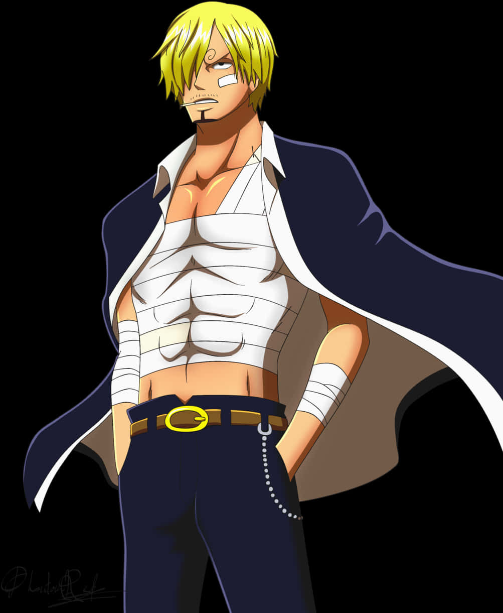 One Piece Blonde Character Art PNG image