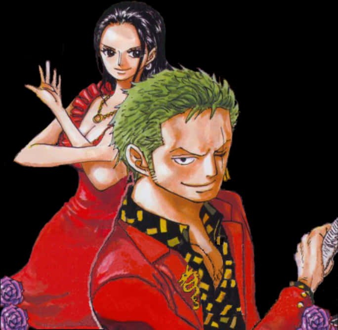 One Piece Characters Zoroand Robin PNG image
