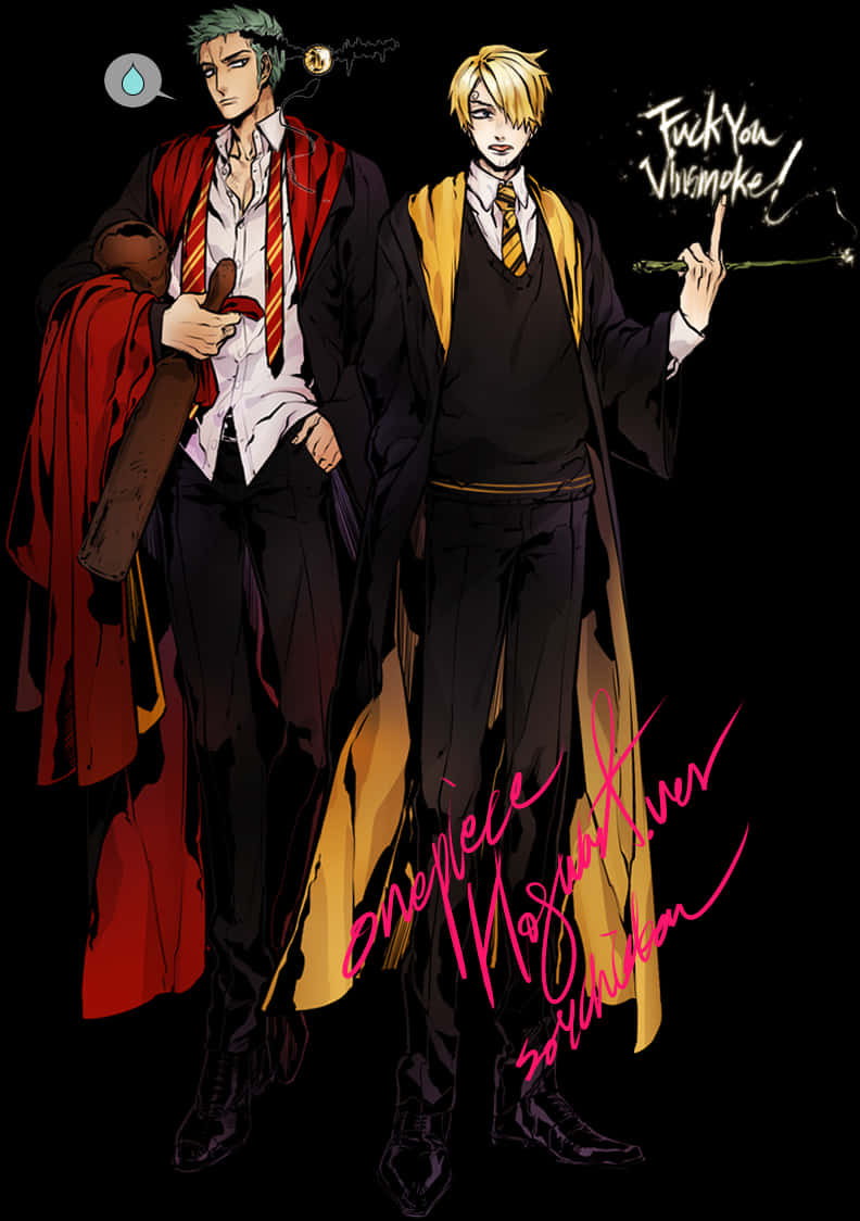 One Piece Charactersin Hogwarts Uniforms PNG image