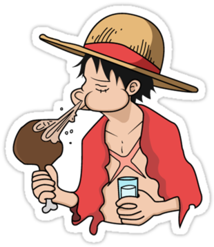 One Piece Luffy Enjoying Meatand Drink PNG image