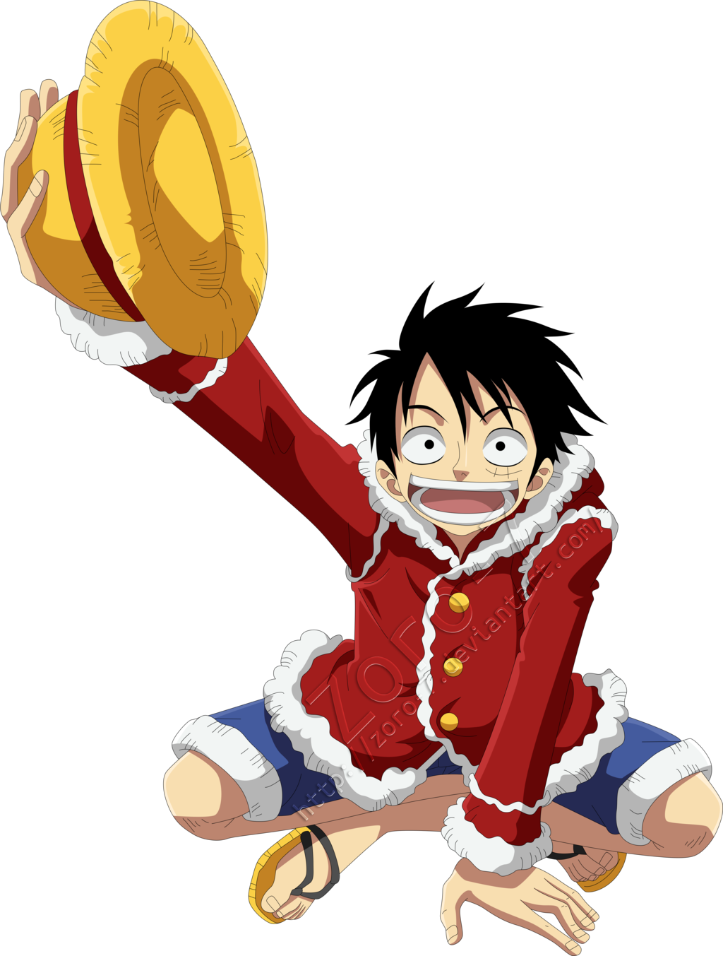 One Piece Luffy Excited Pose PNG image