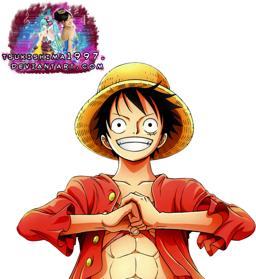 One Piece Luffy Heart Gesture PNG image