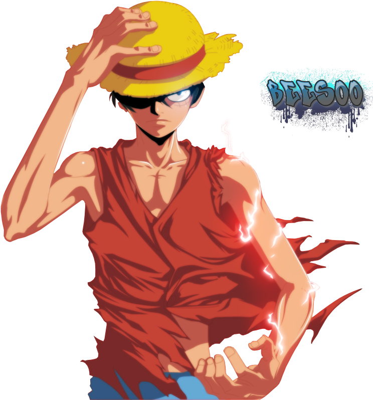 One Piece Luffy Straw Hat Salute PNG image