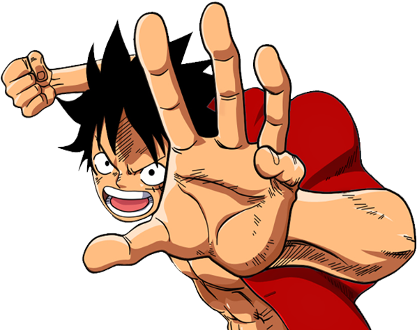 One Piece Luffy Stretching Action PNG image