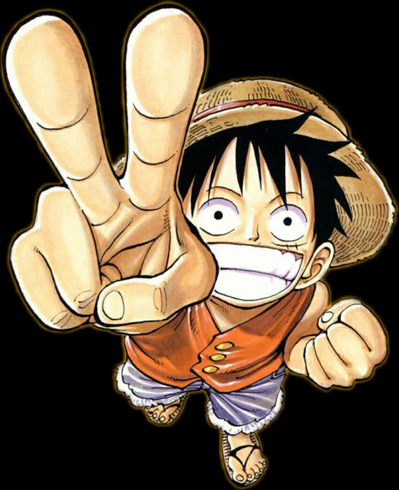 One Piece Luffy Victory Pose PNG image