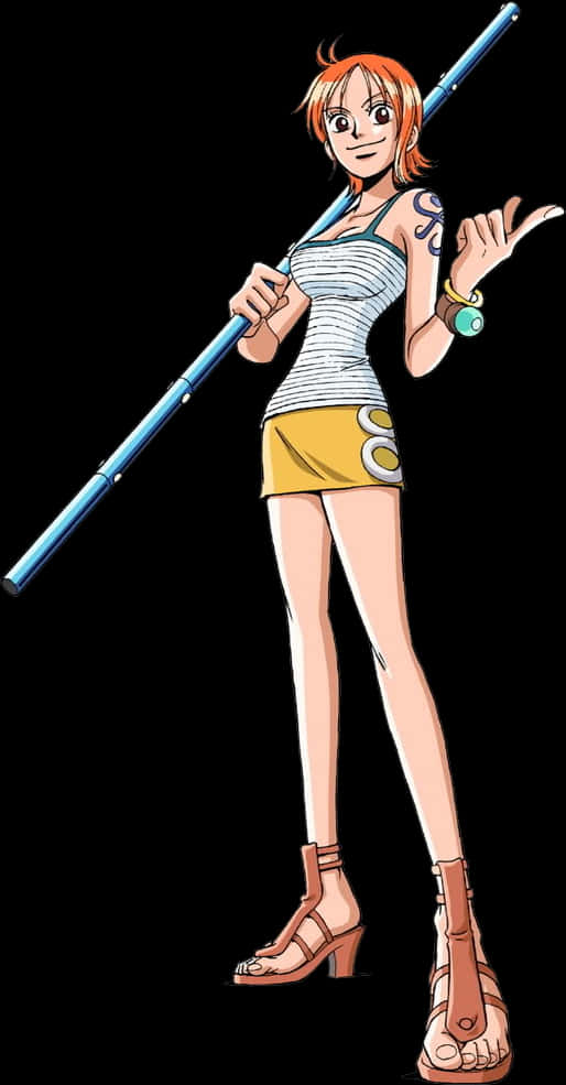 One_ Piece_ Nami_ With_ Clima Tact_ Staff PNG image